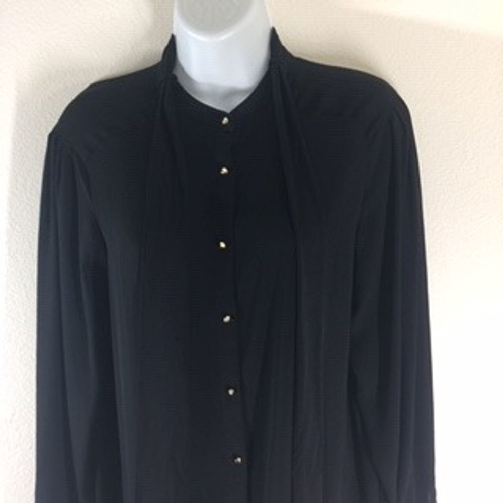 Zara Basic Black Gold Button Down Long Sleeve Top - image 1